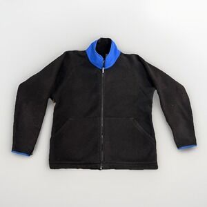 Vintage 80s Campmor Full Zip Fleece Jacket Black Blue Large Made in USA